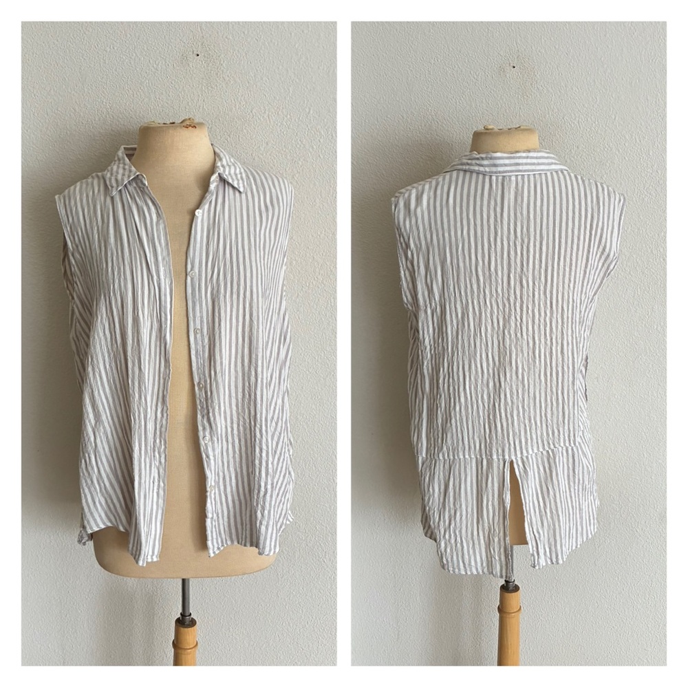 Jane & Delancey striped sleeveless button down